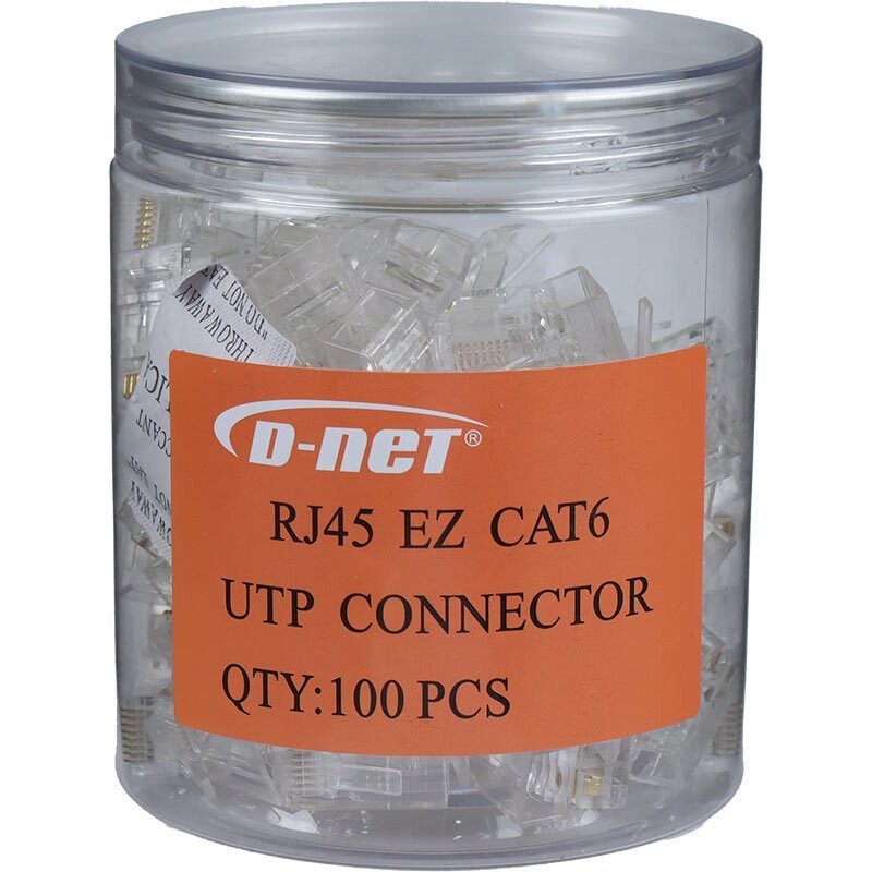 سوکت شبکه D-Net RJ45 EZ Cat6 بسته 100 عددی