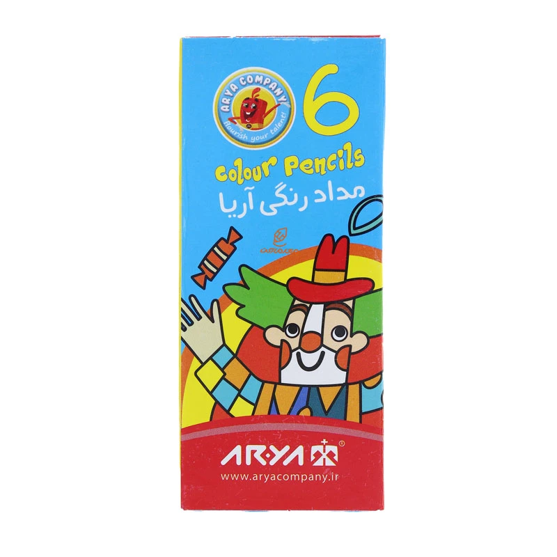 مداد 6 رنگ مقوایی اریا
